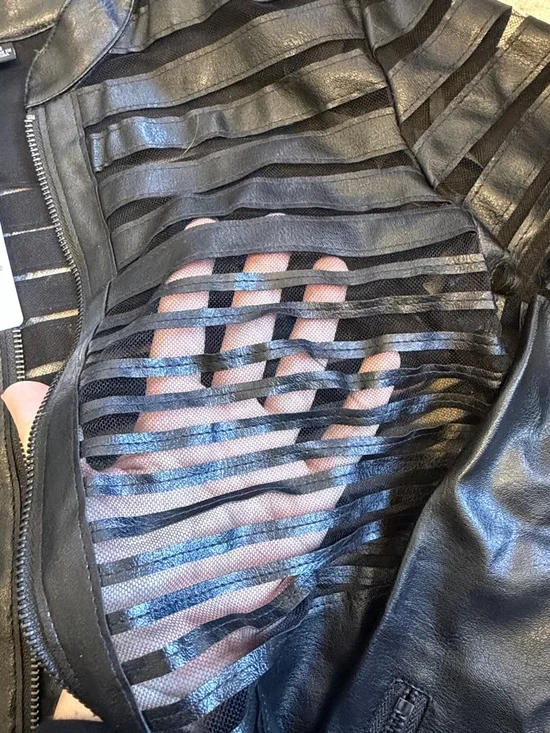 Windsor Black Striped Faux Leather Zip Crop Jacket - Picture 3 of 4